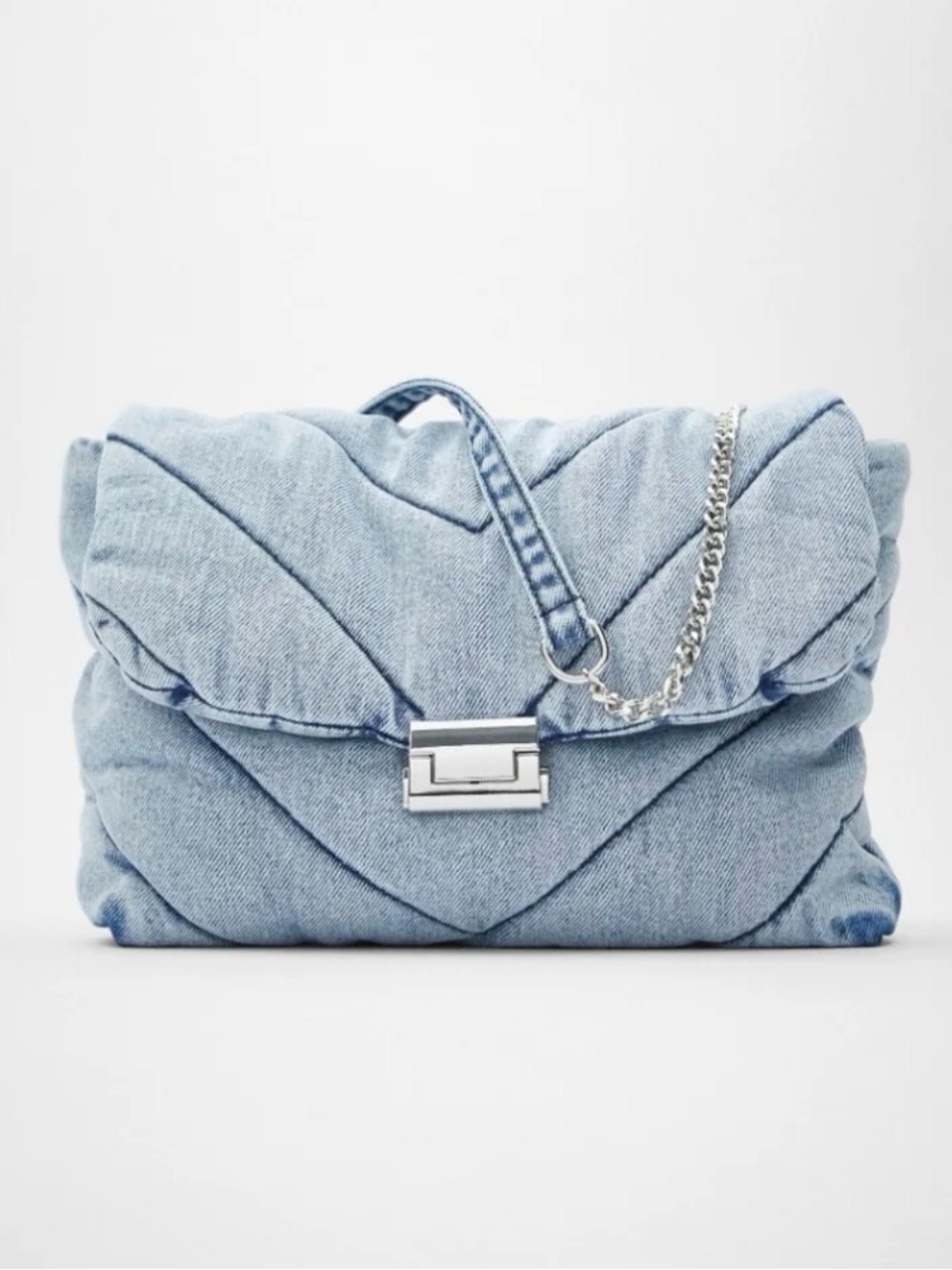 Zara denim quilted purse